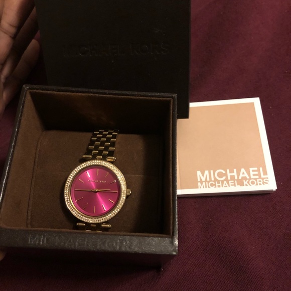 Michael Kors Accessories - Michael Kors Mini Darci Gold & Pink Face Watch